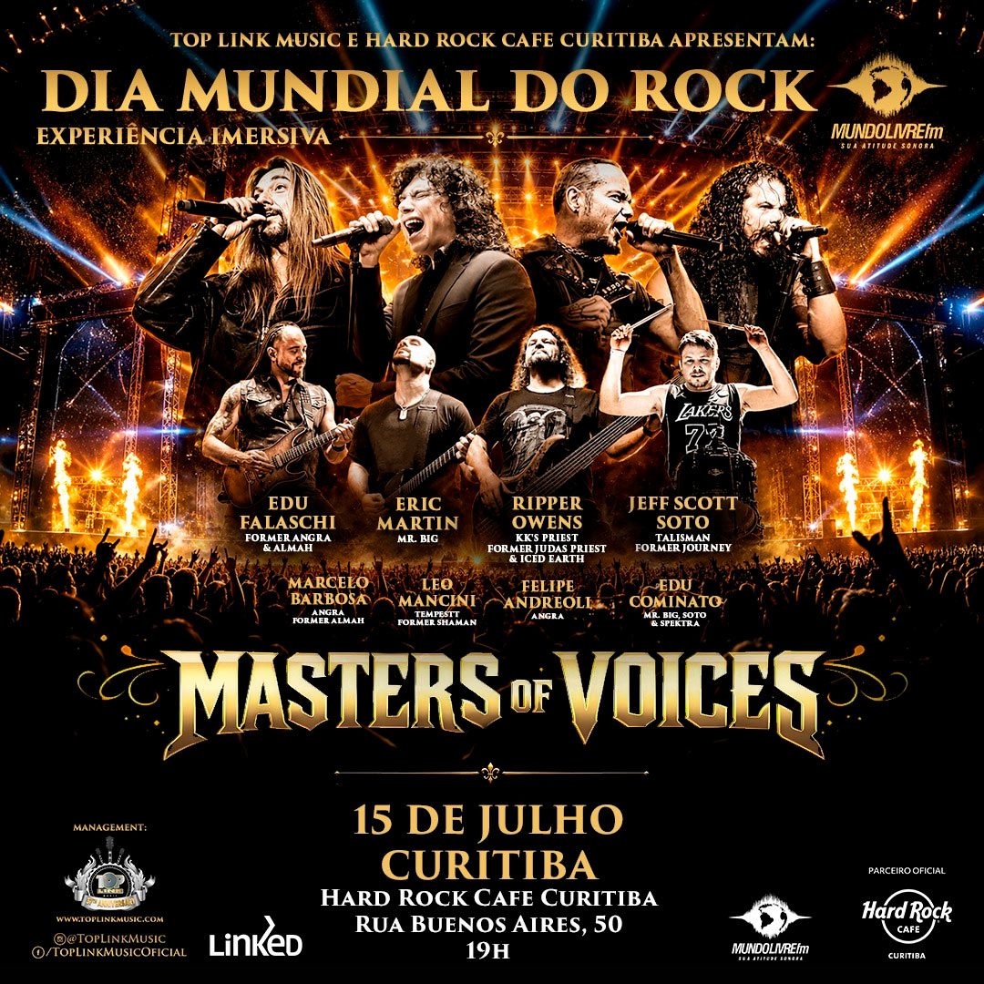Hard Rock Cafe Curitiba recebe o Masters of Voices para celebrar o Dia do Rock